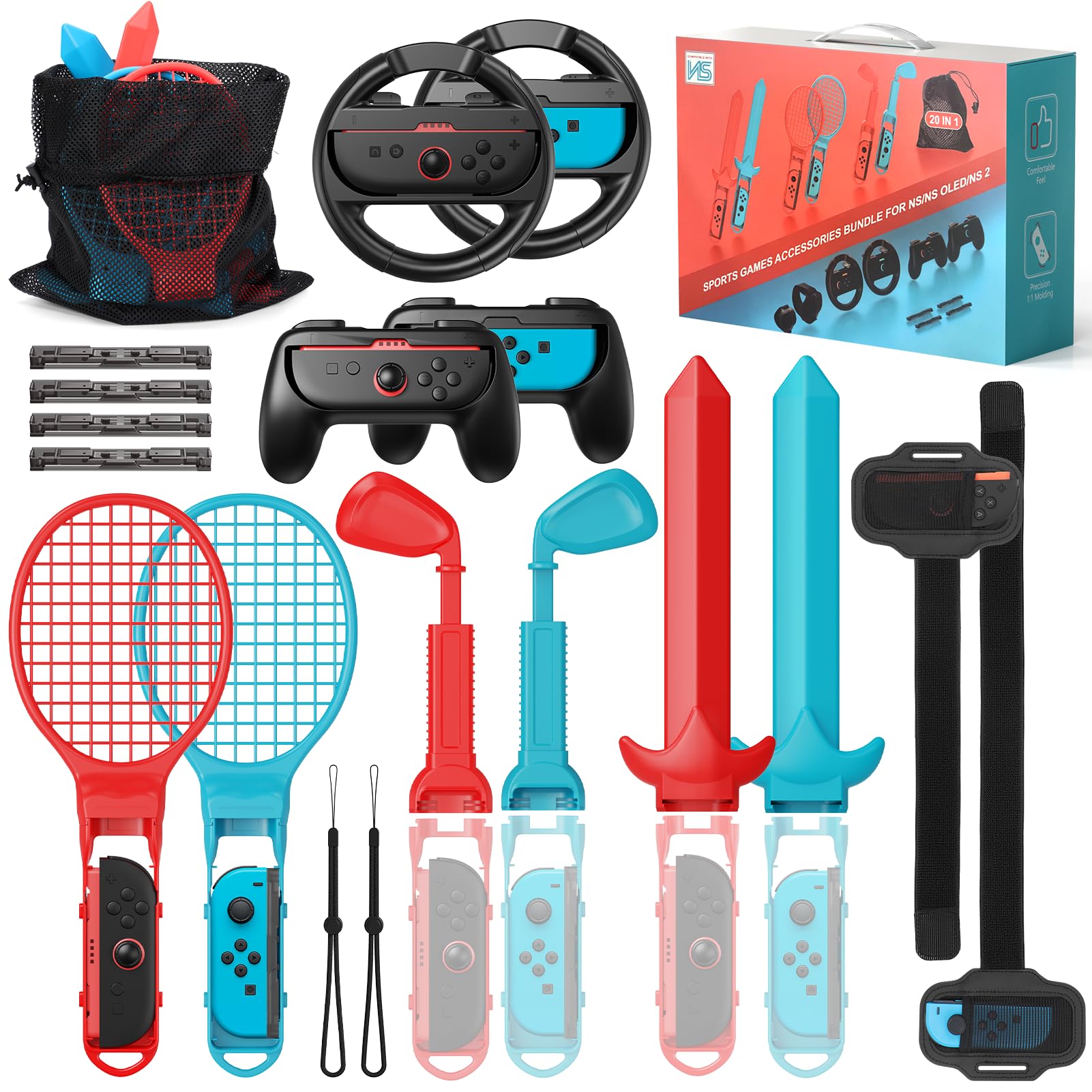 Amazon.com: 20 in 1 Switch 2 Sports Accessories Bundle & Steering